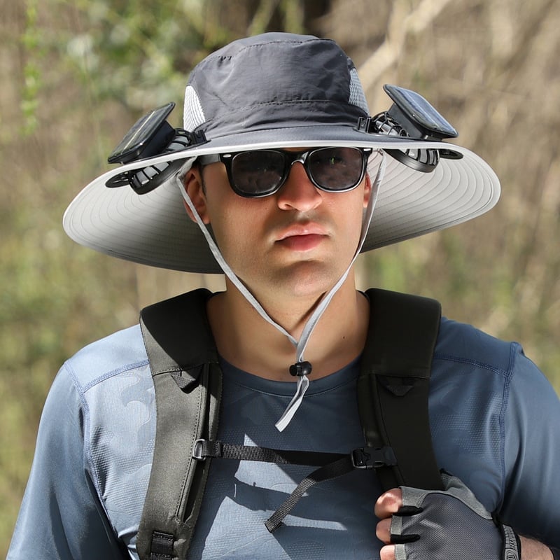 🔥Father's Day Sale 49% OFF - Wide Brim Solar Fan Outdoor Fishing Hat-Solar & USB Charging