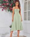 Floral Midi Corset Dress Boho Flowy Slit Lace Up Dresses for Women Going Out A Line Casual Sundress