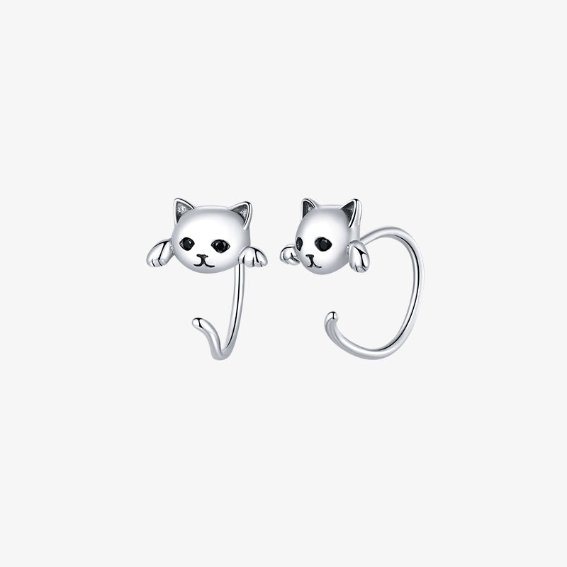 🎁🎁Early Christmas Sale 48% OFF - Black Eye Silver Cat Earrings(BUY 2 & EXTRA 10% OFF)