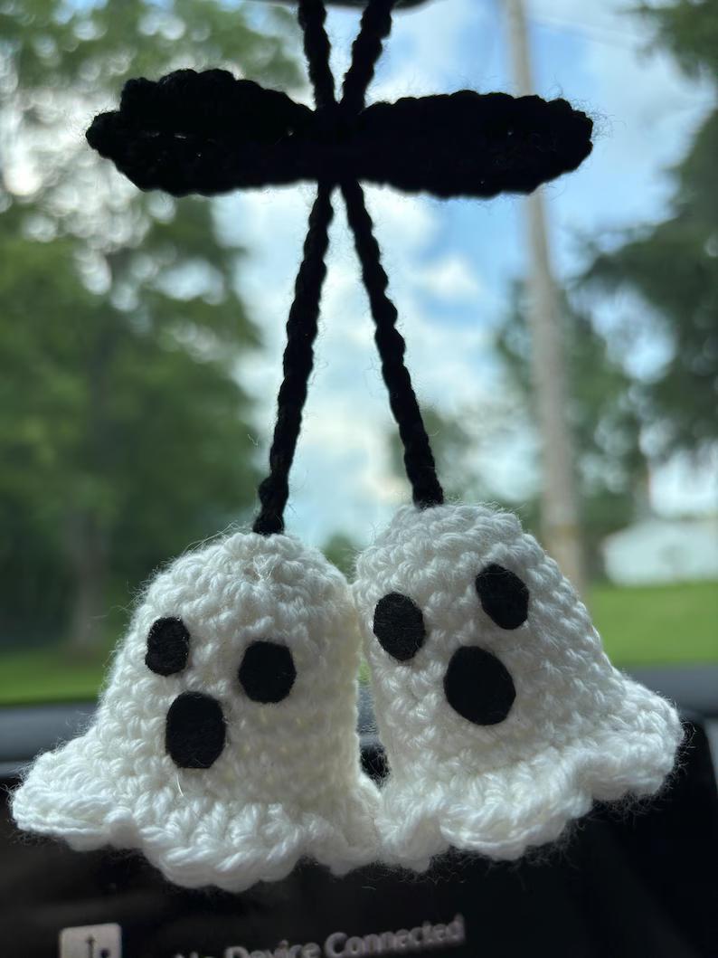 Halloween Crochet Ghost Car Charm