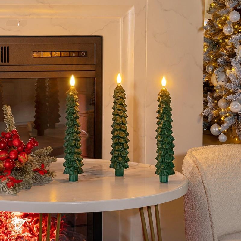 ⏰LAST DAY SALE 50% OFF💥Christmas Tree Flameless Taper Candles with Remote Timer