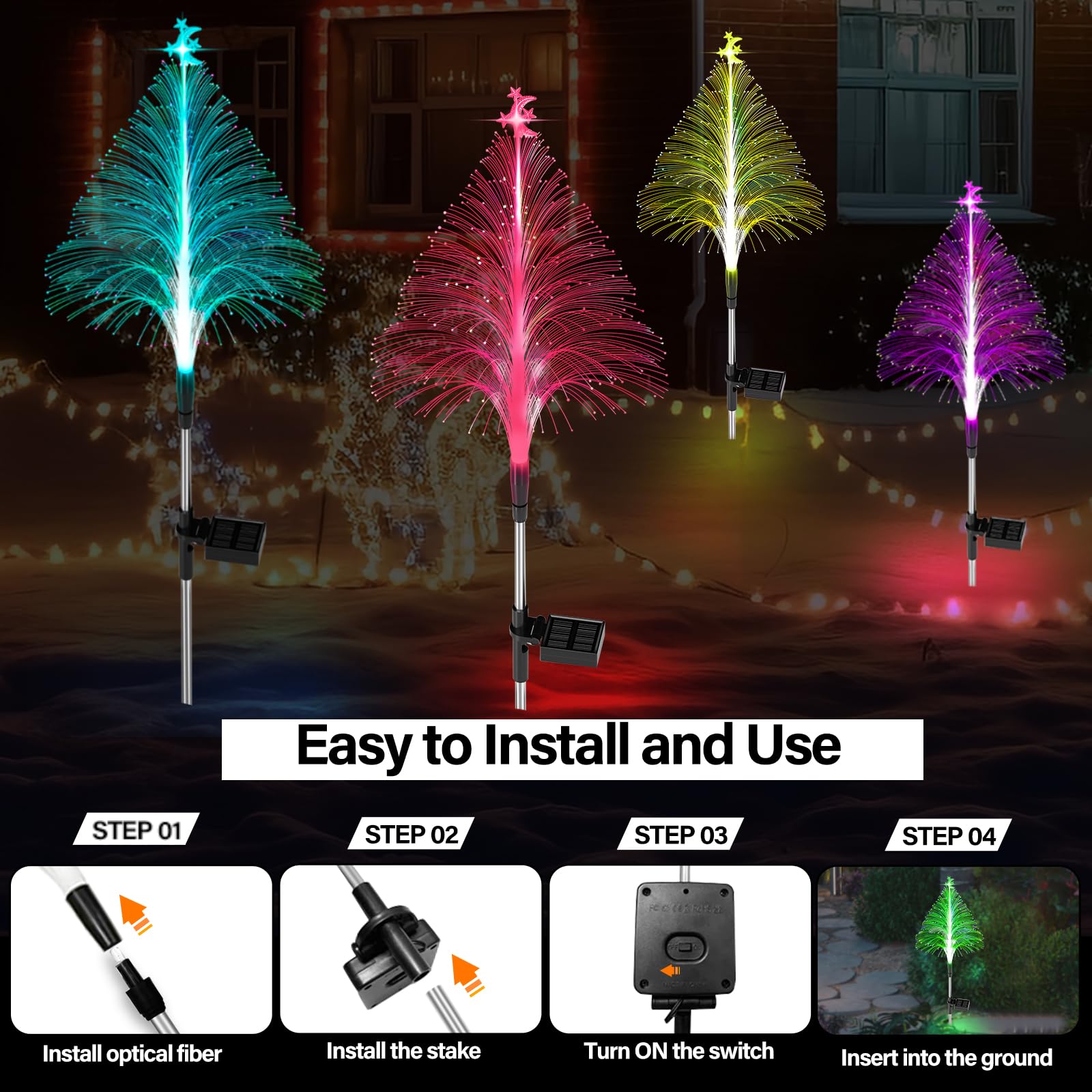 🎄🌈Solar Power Color Changing Christmas Tree Outdoor Lights