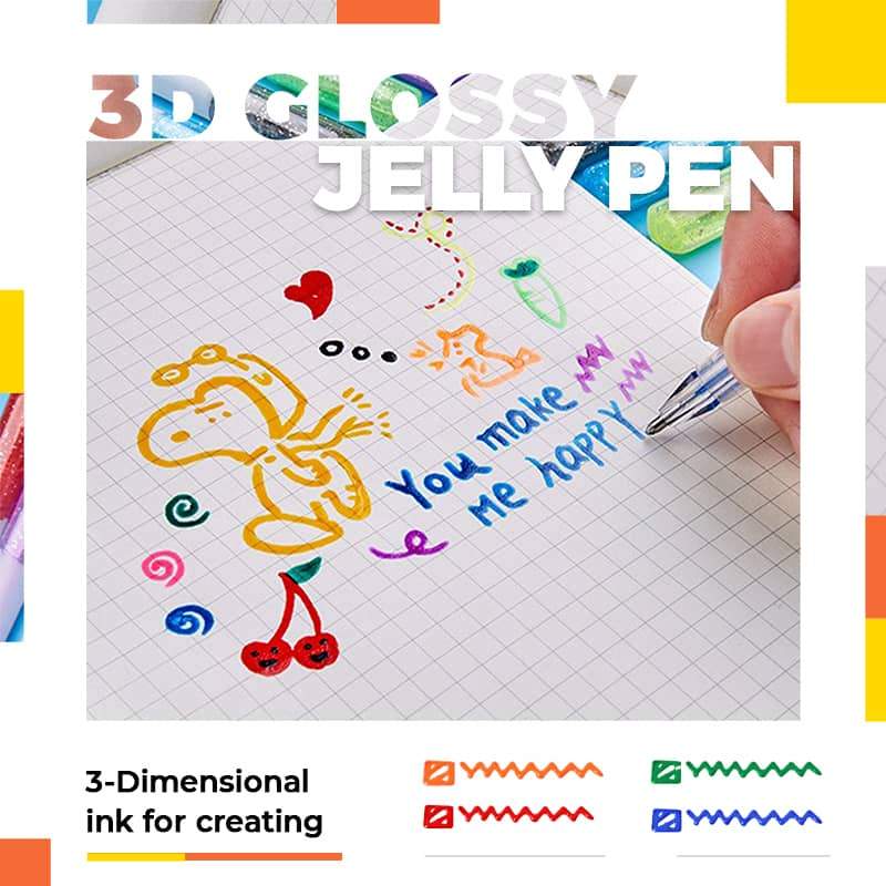 3D Glossy Jelly Ink Pen (12Pcs /pack)