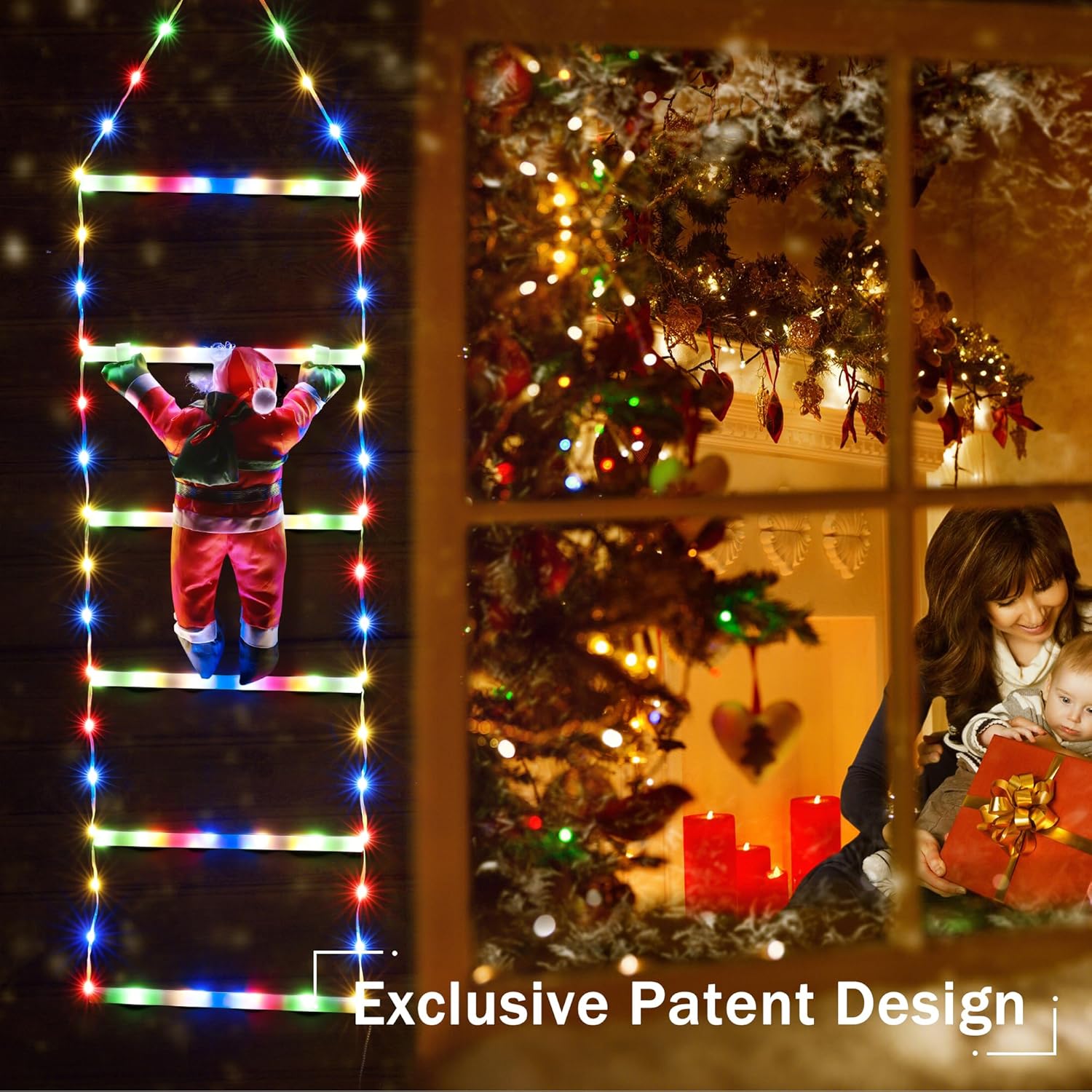 🎄TikTok Christmas Sale - 70% OFF✨LED Ladder Lights with Climbing Santa Claus
