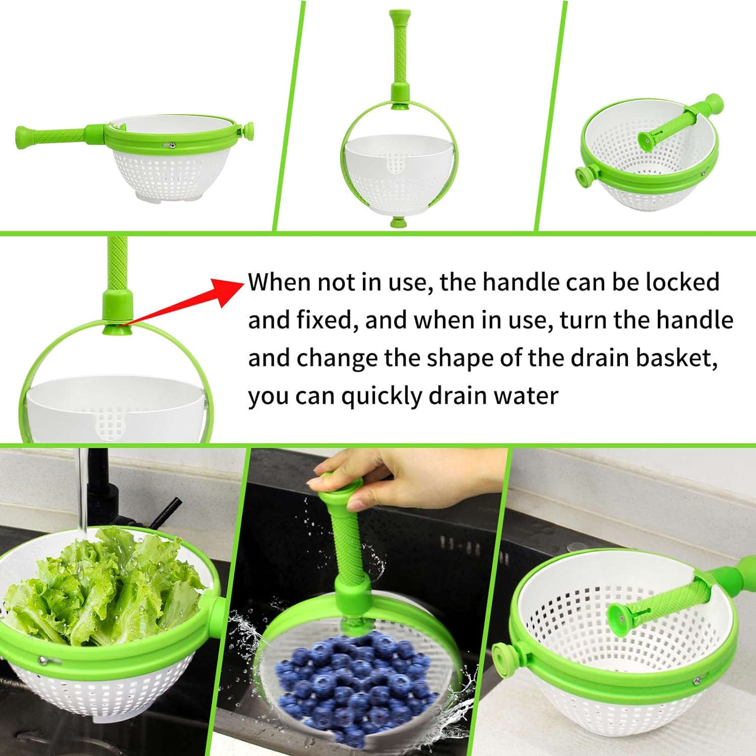 🔥Last Day Promotion 50% OFF🔥Vegetable Spinner Colander with Collapsible Handle