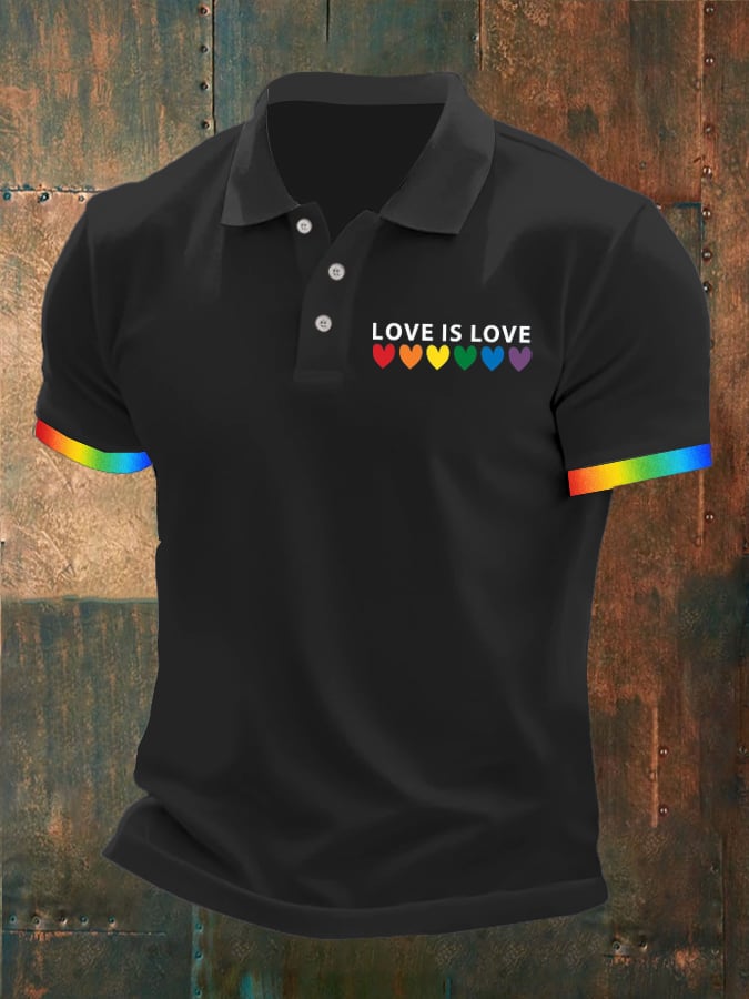 Men's Love is Love Print Polo Shirt