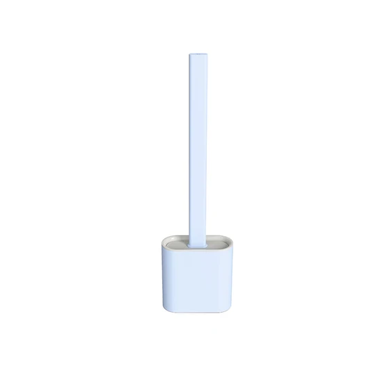 Toilet Brush and Holder Set for Bathroom, Deep-Cleaning Silicone Toilet Bowl Brush with Non-Slip Long Plastic Handle