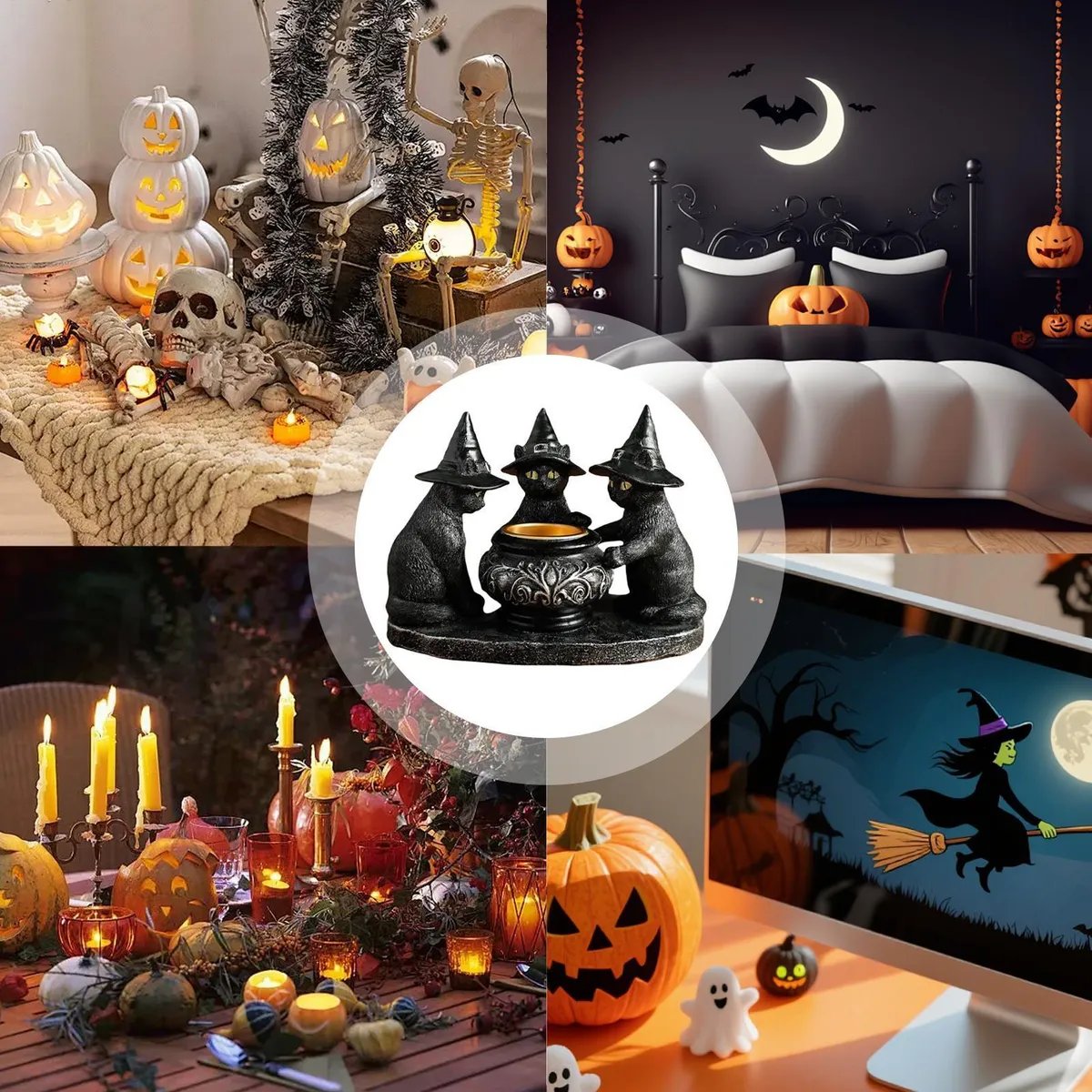 🔥Halloween Hot Sale - 49% OFF!!!🕯️Ghost Wizard Magic Cat Candlestick