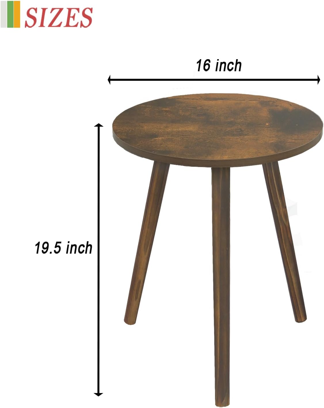 AWASEN Round Side Table, Small End Table for Living Room, Modern Wood Accent Table Coffee Side Table with Wood Legs for Small Space, Easy Assembly, Rustic Brown