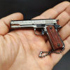 1:3 Damascus Pattern Wooden Handle Color M1911 Full Metal Gun Model Toy Keychain