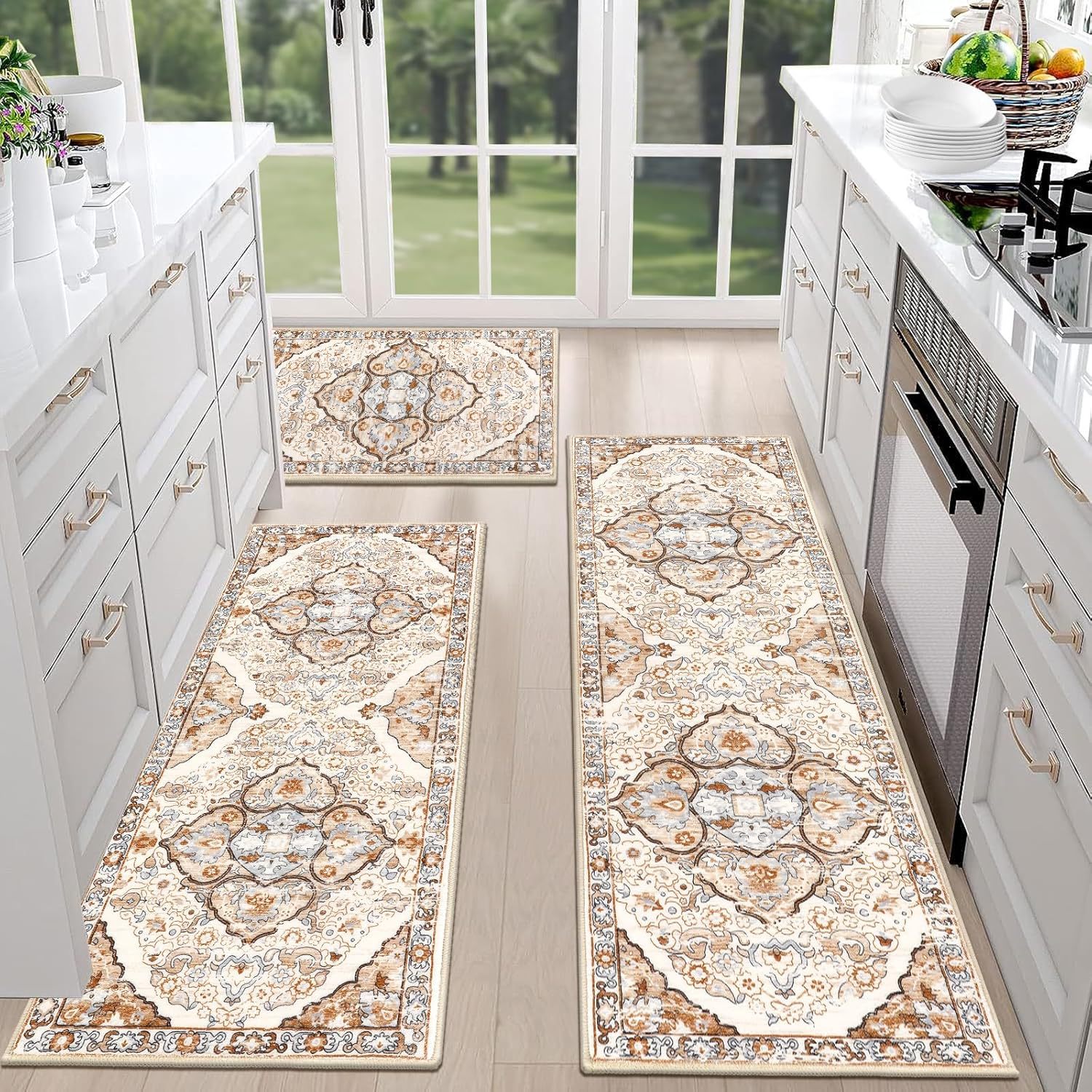 🎁TikTok Last Day Sale - 70% OFF🔥Boho Washable Kitchen Rugs Sets of 3 - Non Slip Kitchen Rugs