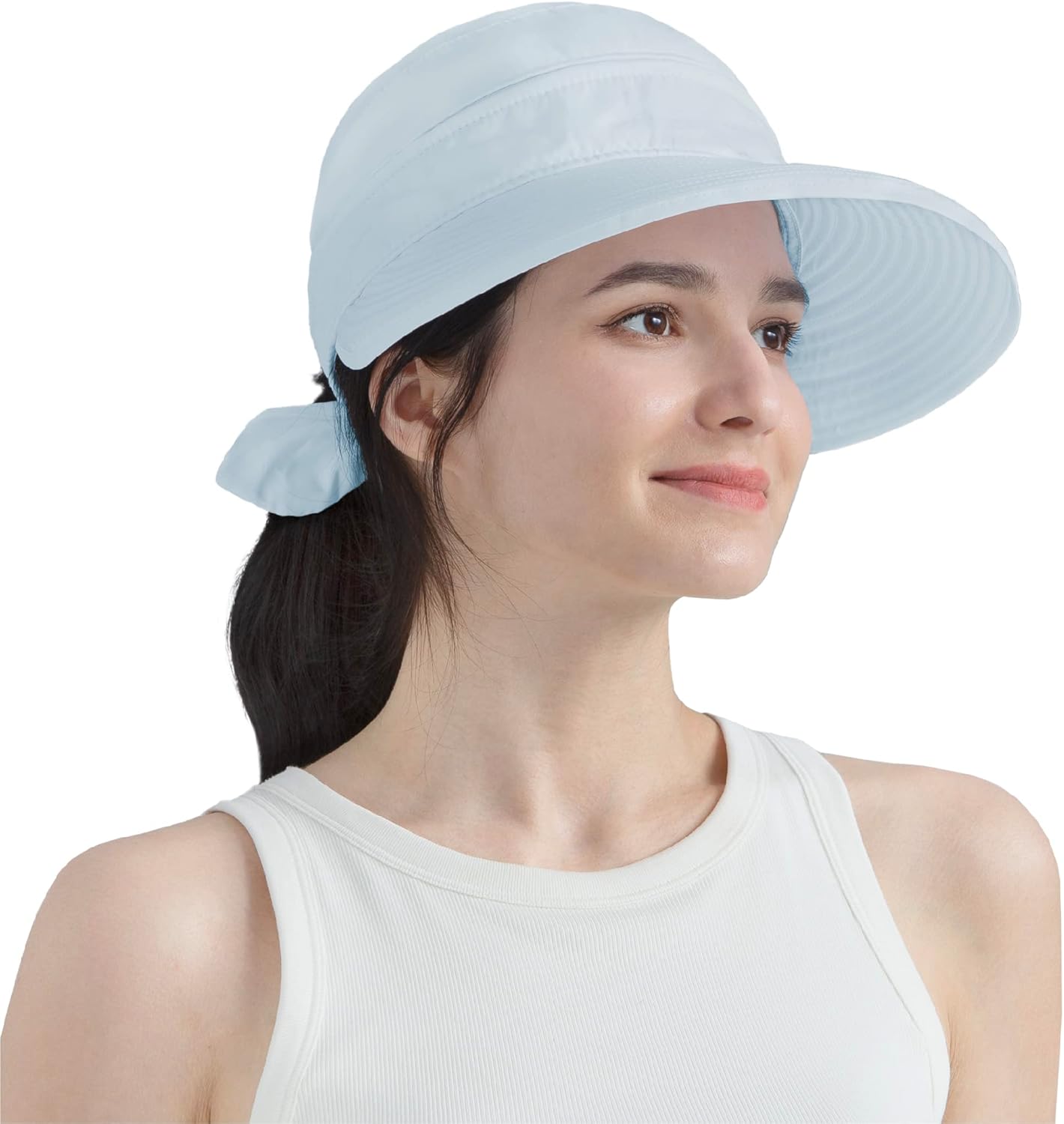 SUN CUBE Women Sun Hat for Outdoor UV Protection, Wide Brim Sun Hat Ponytail, Convertible Zip-Off Beach Hat Visor