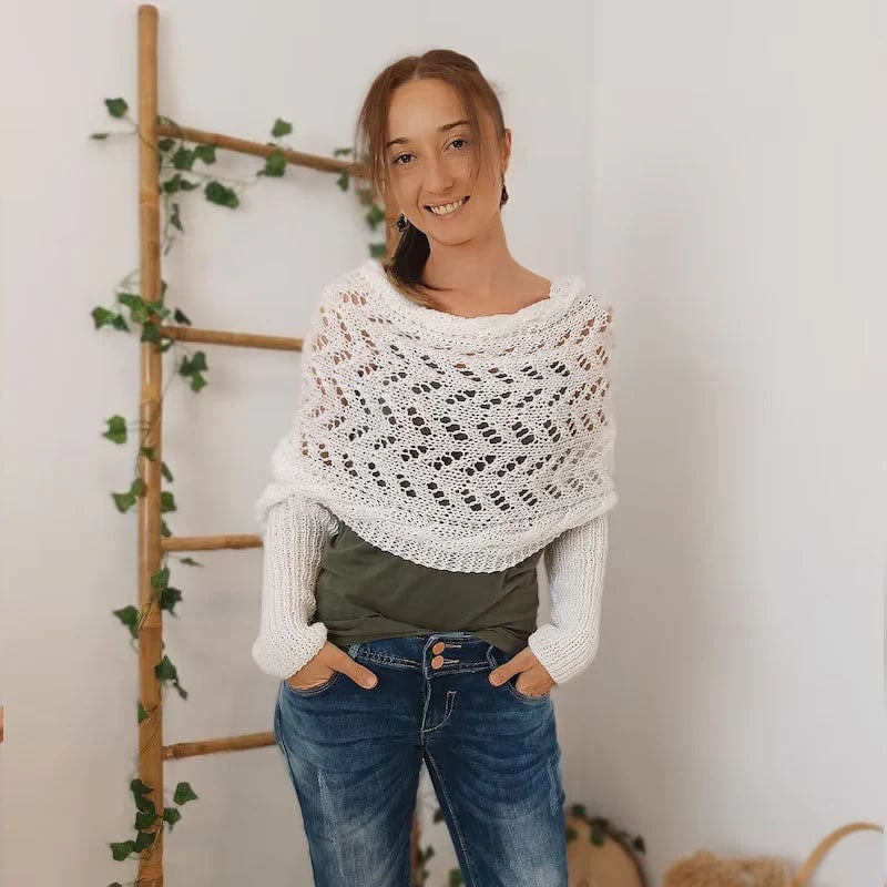 🎁Letzter Tag 49 % Rabatt🔥Gestrickter Zopfmuster-Umhang, Bolero für Damen