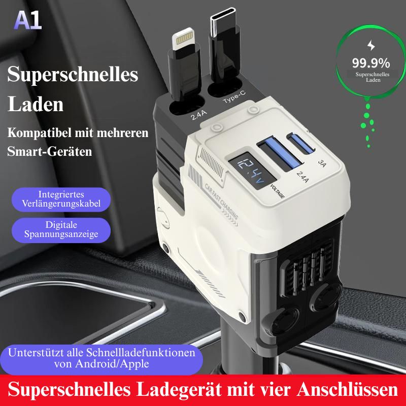 🔥Letzter Tag 49 % Rabatt⚡Einziehbares 4-in-1 Auto-Ladegerät