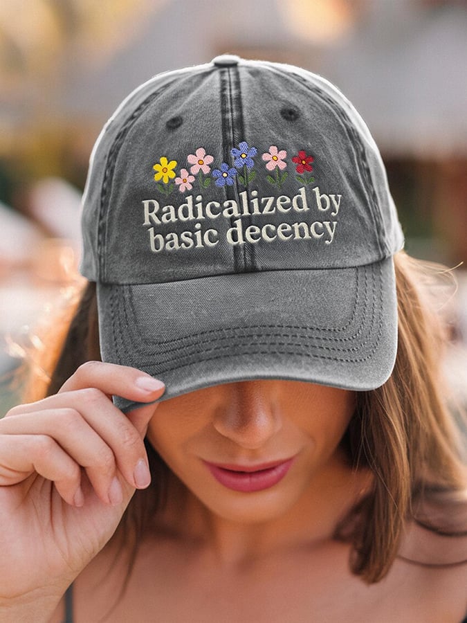 Unisex washed Radicalized by Basic Decency printed hat