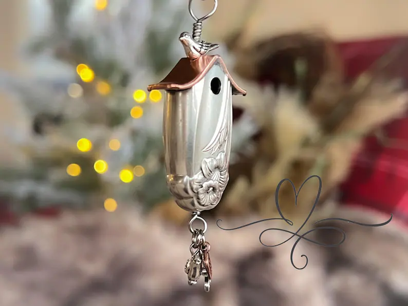 The 1950’s “Daffodil” Silverplate Birdhouse • Made from Authentic Vintage Silverware