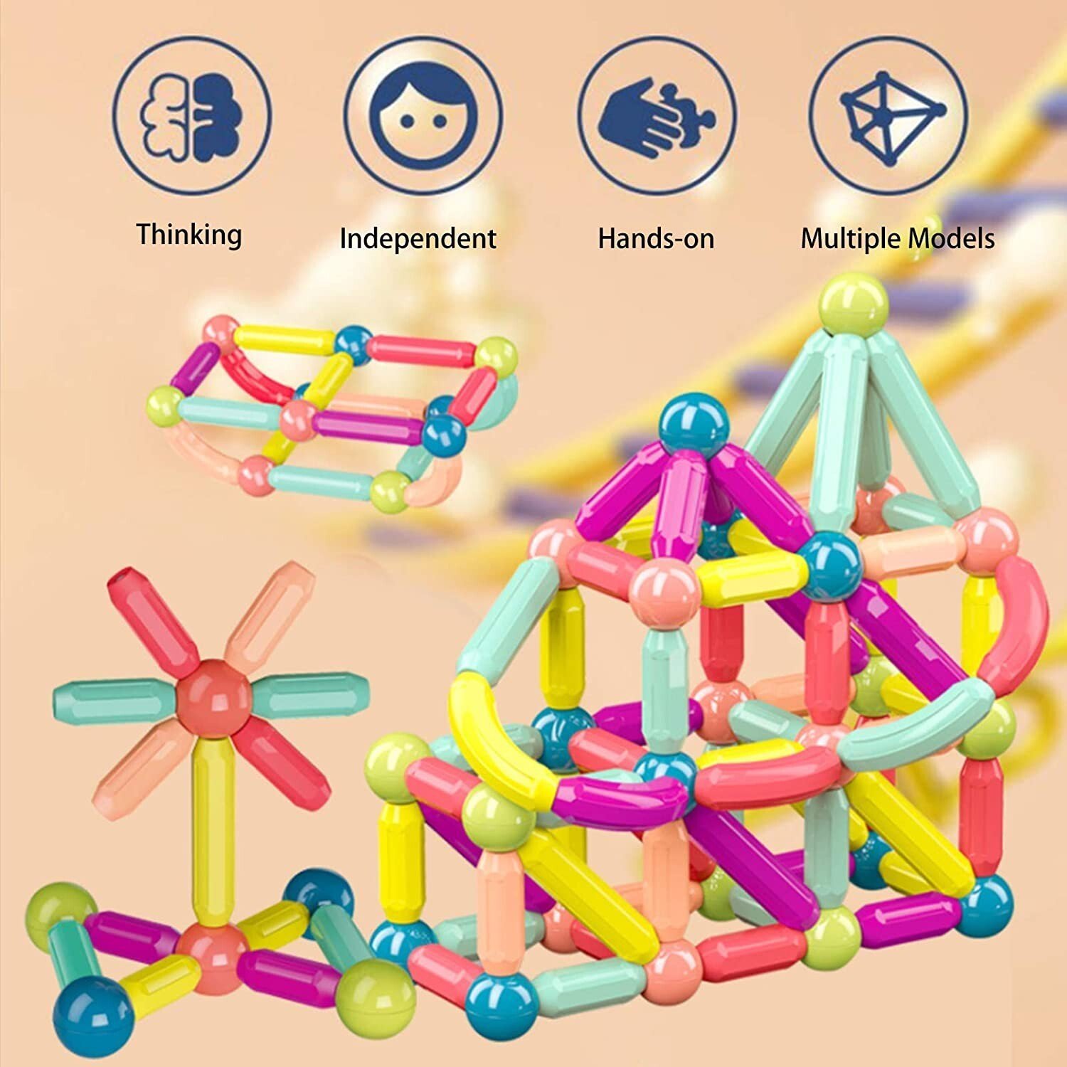 (🎅Early Christmas Sale- 48% OFF)Magnetic Balls and Rods Set Educational Magnet Building Blocks