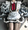 Cute anime maid cosplay costume outfit wit apron & tie PPF0290