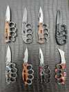 Motifs Knuckle Duster Wooden Handle Folding Knife Defense EDC
