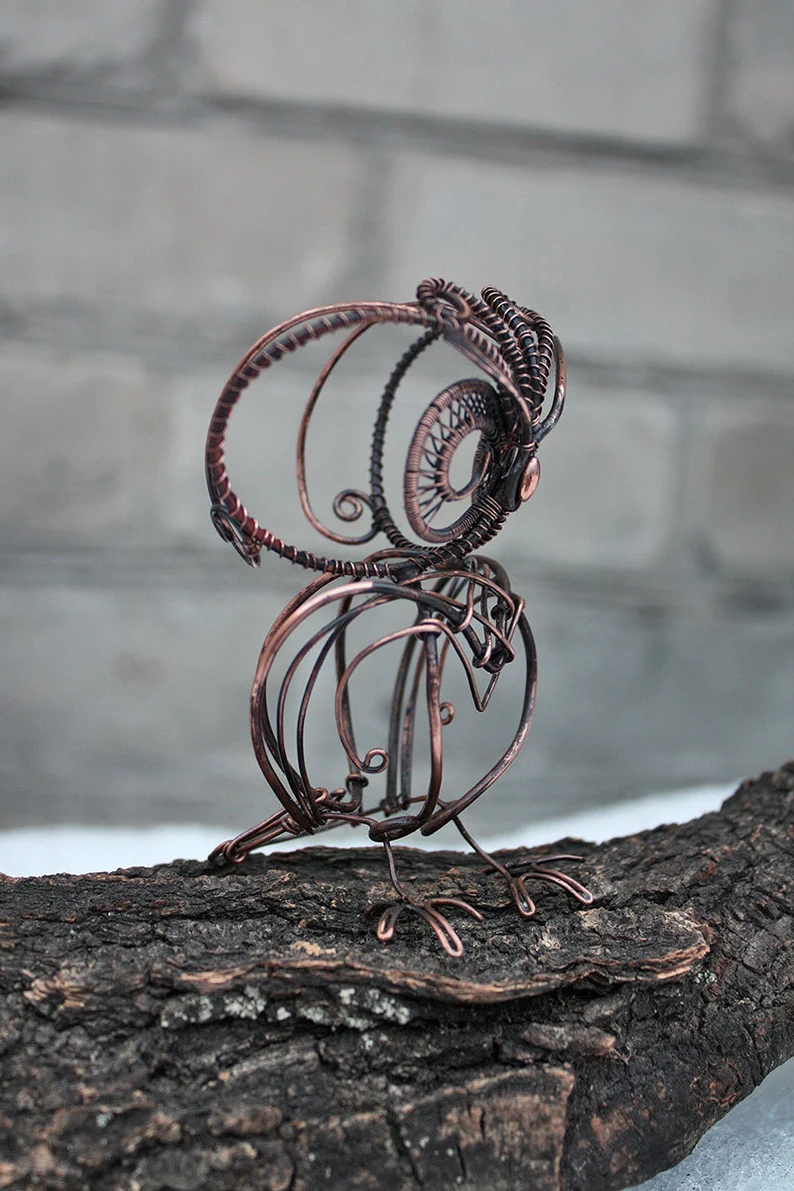 🦉Owl Sculpture - Real wire wrapped Metal owl