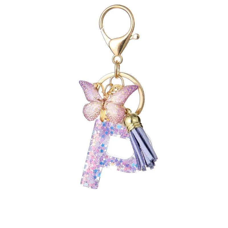 🔥Last Day 50% OFF - Butterfly Letter Keychain Tassel Design Vibrant Durable Lightweight Gift