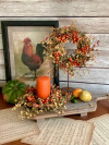 🍁Fall Harvest Sale: 60% OFF! Fall Berry Candle Wreath Ring, Fall Bittersweet Wreath, Thanksgiving Table Accent, Harvest Decor