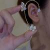 Vintage Crystal Butterfly Flower Ear Cuffs 2pcs Non-Pierced Sparkling Iced Out Rhinestone Butterfly Cartilage Climber Ear Wrap Prom Party Festival Ear Jewelry for Women