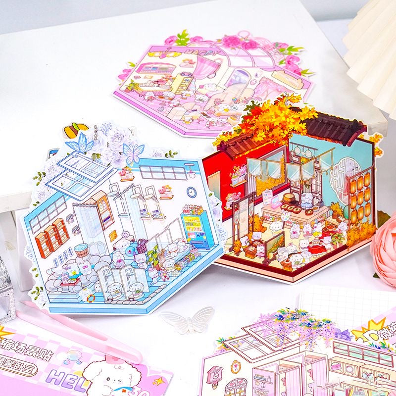 Sticker Scene: Make Warm Home|Clothing Shop|Chinese Restaurant|Hot Spring