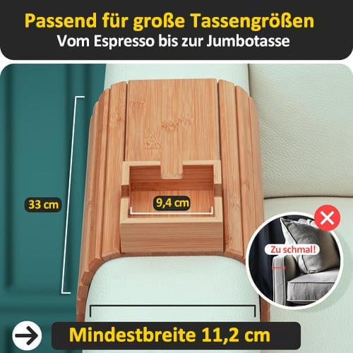 🏆Letzter Tag Verkauf 49% Rabatt🔥2025 Neuankunft - Bambus Couch Getränkehalter