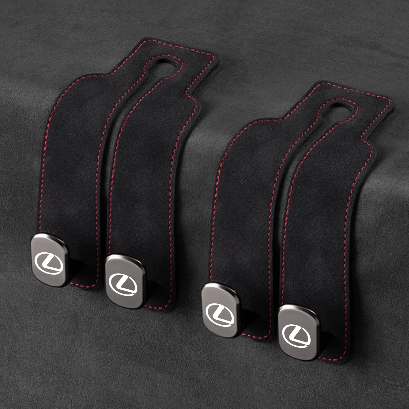 TwinHook Leather Car Headrest Hangers