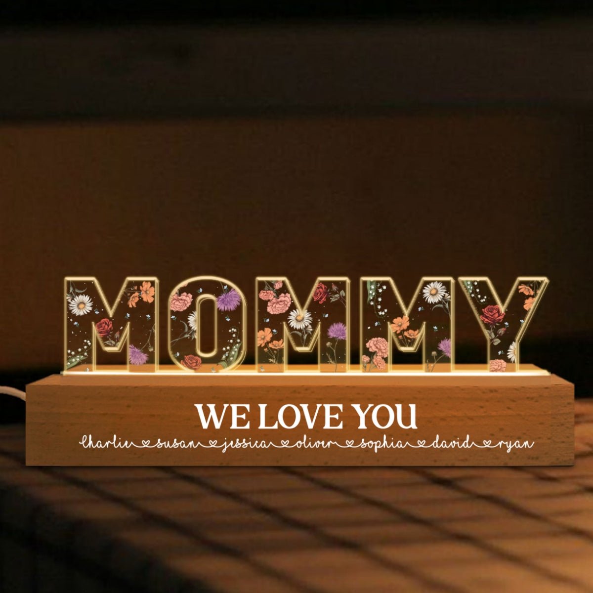 (🔥Last Day Promotion 50% OFF)Flower Printed LED Night Light, Birth Month Flower, Gift For Mom