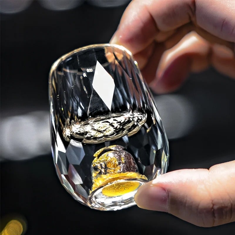 🔥Last Day Sale 49% OFF - BUY MORE&SAVE MORE-3D Glacier Glass Cup Crystal Gold Foil Shot Glasses