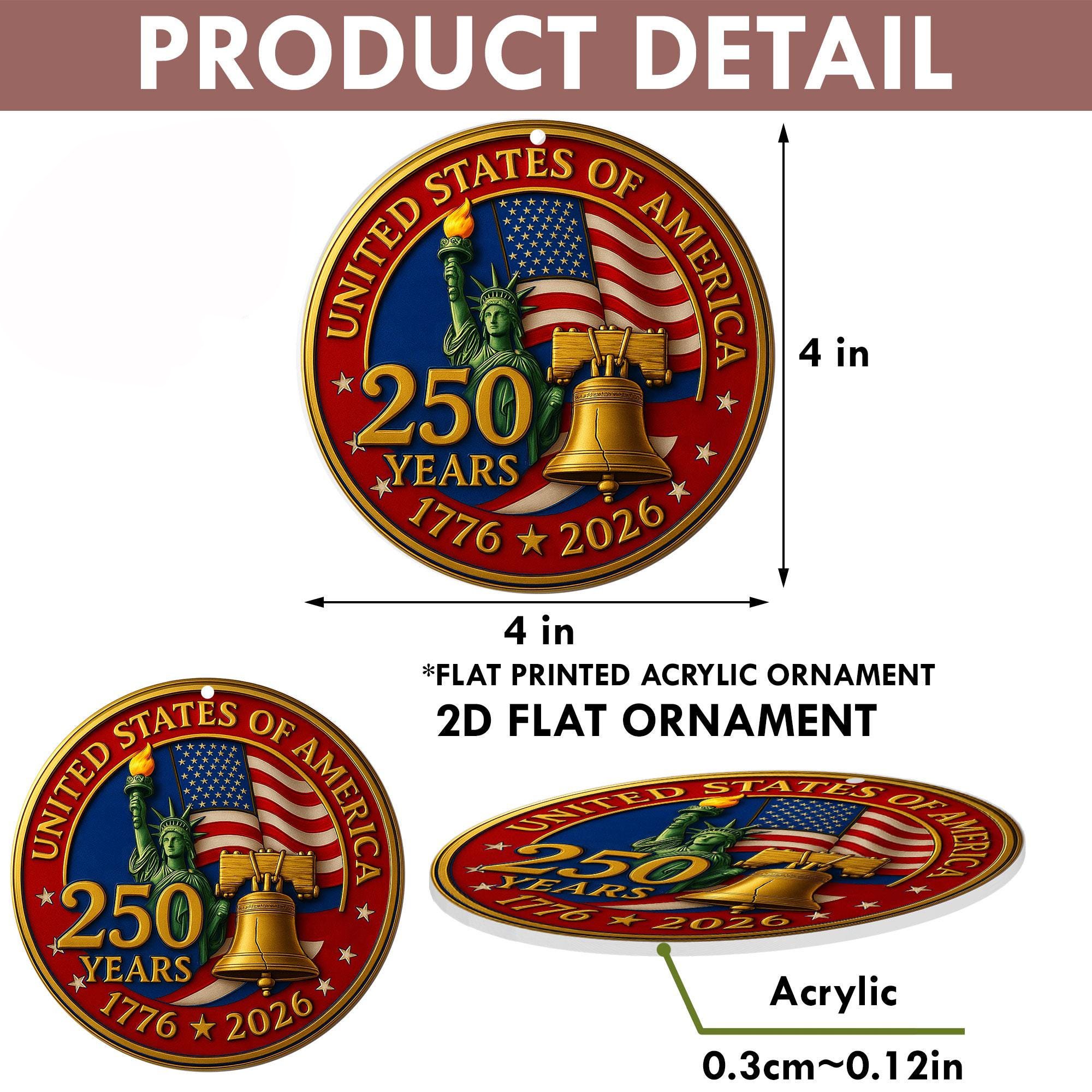 250 years of America Acrylic Ornament