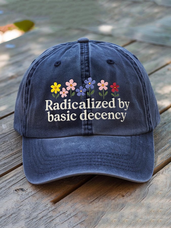 Unisex washed Radicalized by Basic Decency printed hat