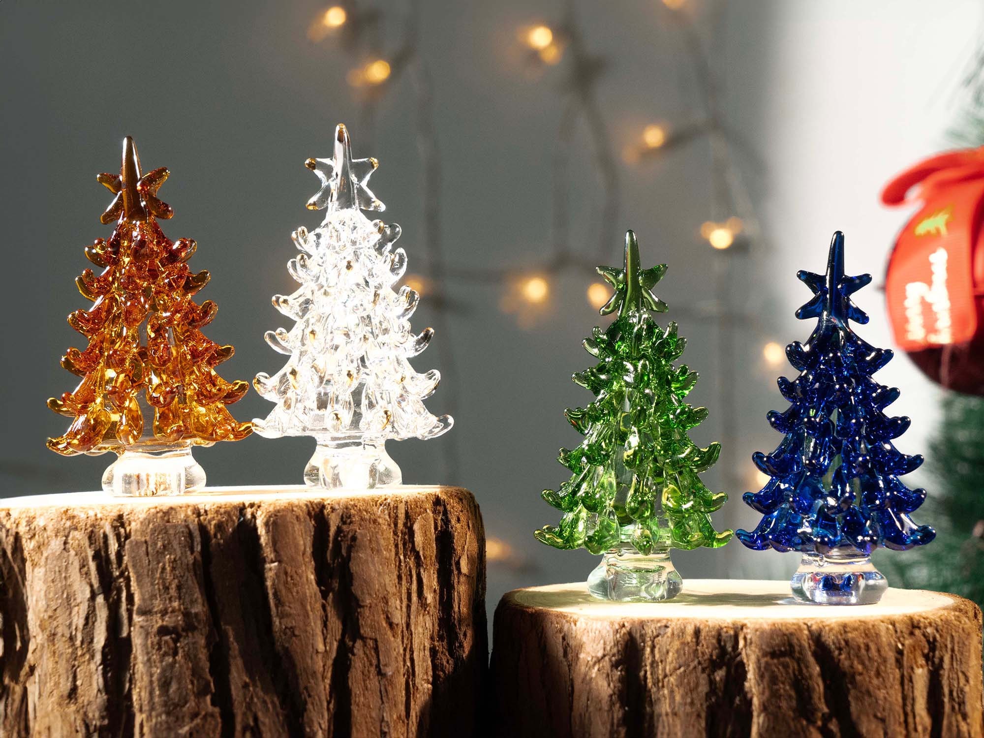 🔥🎄Handmade stained glass miniature Christmas tree, luminous glass Christmas tree, Christmas ornaments glass tree decoration, Christmas gift🎄