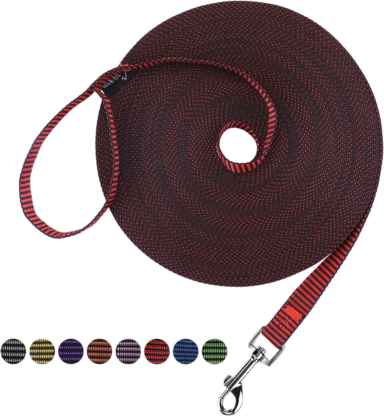 Hi Kiss Dog/Puppy Obedience Recall Training Agility Lead - 15ft 20ft 30ft 50ft 100ft Training Leash - Great for Play, Camping, or Backyard - Black 30ft