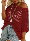 🎁TikTok Last Day Sale - 70% OFF🎉 Womens Summer Scoop Neck ShortSleeve Sweater Casual Crochet Hollow Out KnitTops