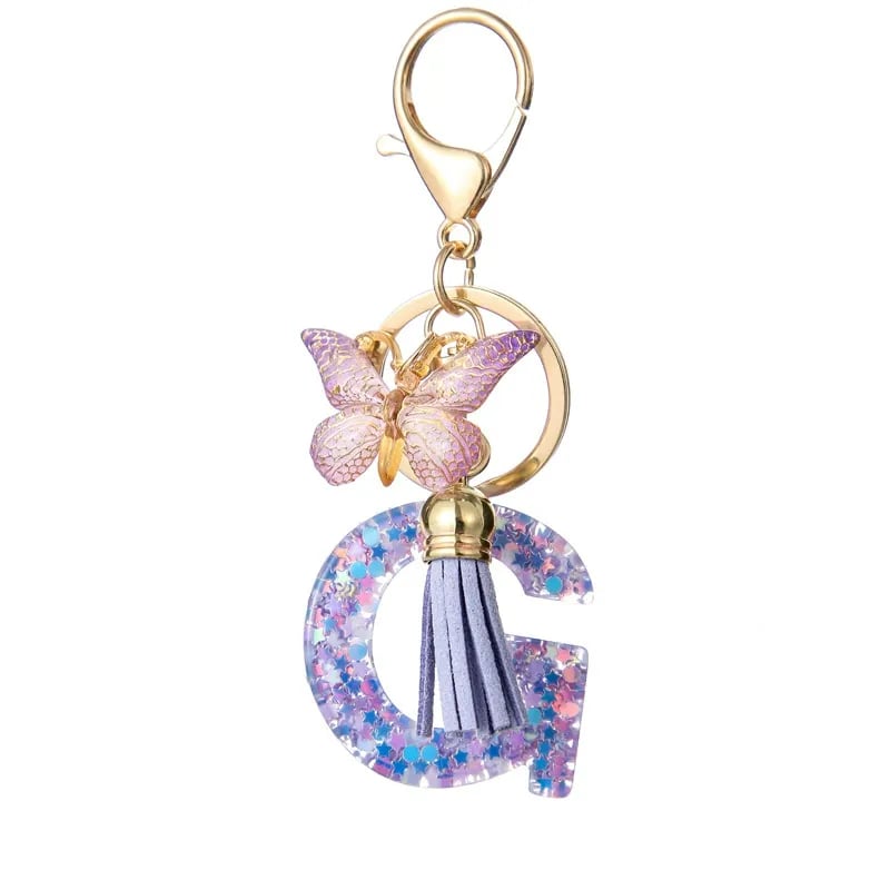 🔥Last Day 50% OFF - Butterfly Letter Keychain Tassel Design Vibrant Durable Lightweight Gift