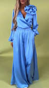 Women's Formal V-neck Satin Elegant Two-Piece Suits