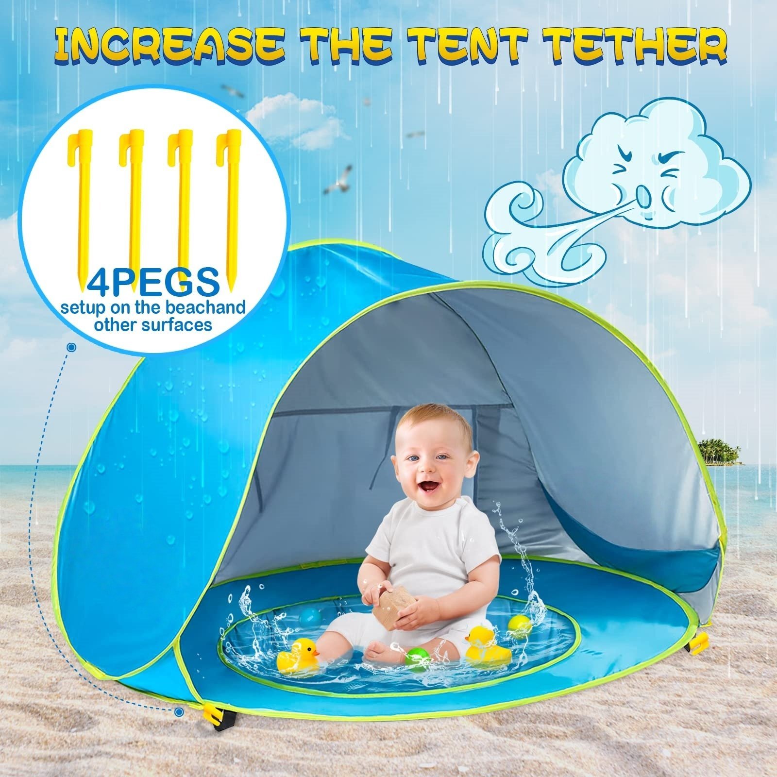 🎁TikTok Last Day Sale - 70% OFF🔥 Portable Uv-Resistant Baby Beach Tent🏖