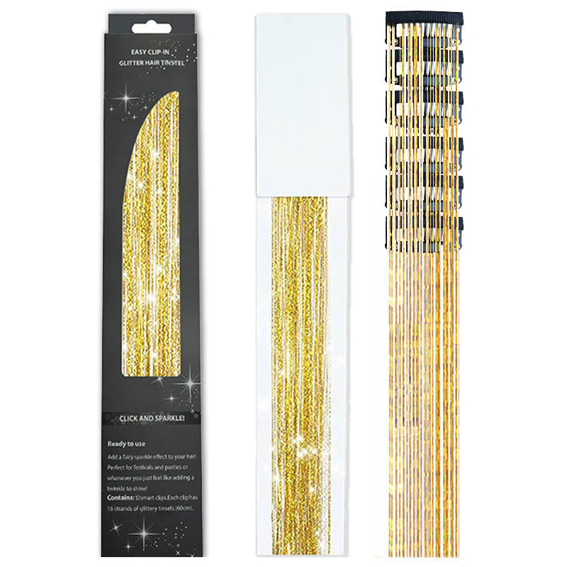 🔥Last Day Promotion 70% OFF🔥6 PCS Clip in Hair Tinsel 20 Inch Glitter Tinsel Hair⚡BUY 4 FREE SHIPPING