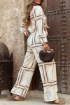 Ladies' Lapel Printed Loose Casual Suit