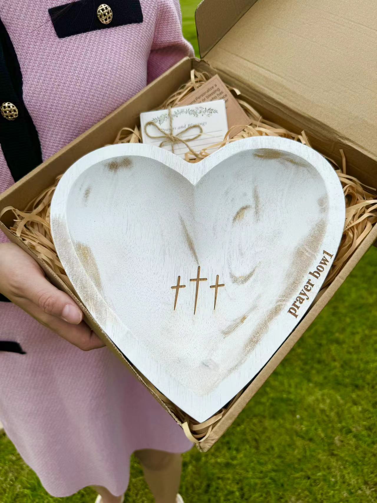 🎁New Heart Prayer Bowl Modern Cross