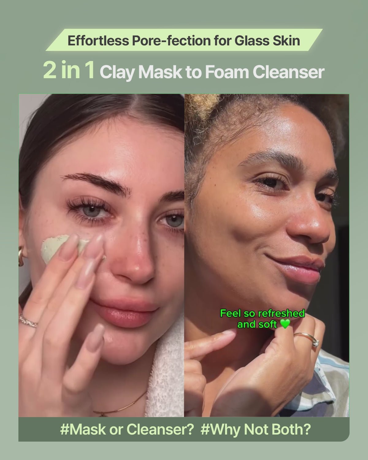Green Tomato Clay Mask Cleanser, Pore Purifying with 49% Green Tomato Extract