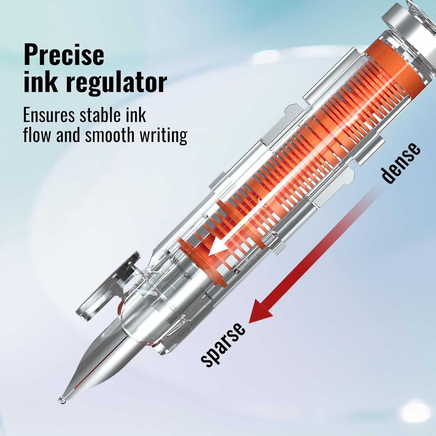 🎁TikTok Last Day Sale - 70% OFF🔥Fountain Pen Retractable:0.38mm Blue&Black Ink Transparent Barrel Includes 5 Refillable Ink Cartridges