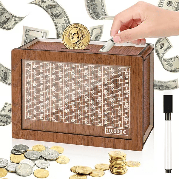 🔥Letzter Tag 49% Rabatt🎁Holzsparkasse Cash Vault