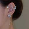 Vintage Crystal Butterfly Flower Ear Cuffs 2pcs Non-Pierced Sparkling Iced Out Rhinestone Butterfly Cartilage Climber Ear Wrap Prom Party Festival Ear Jewelry for Women