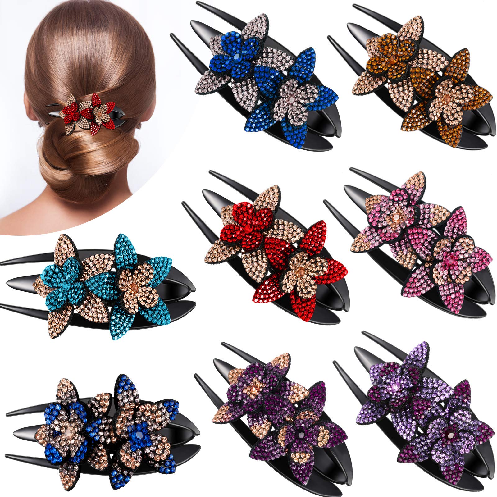 (🎄Christmas Promotion--48%OFF)Rhinestone Double Flower Hair Clip