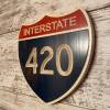 🔥LAST DAY 50% OFF - 🛡Interstate 420 Shield Carved Wood Highway Sign