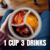 3-Compartment Drink Cup with Lid and Straw